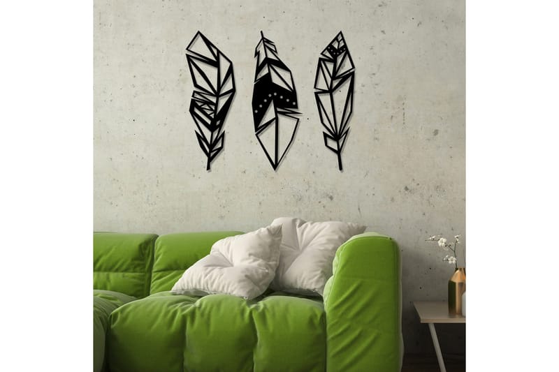 Feather Metal Decor Väggdekor - Svart - Inredning & dekor - Väggdekor - Skyltar - Plåtskylt