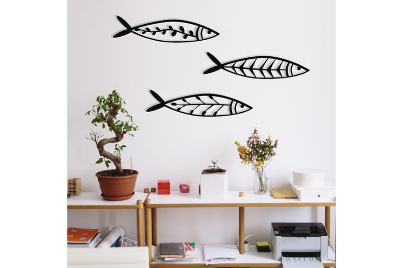 FISH Väggdekor Svart - Inredning & dekor - Väggdekor - Skyltar - Plåtskylt