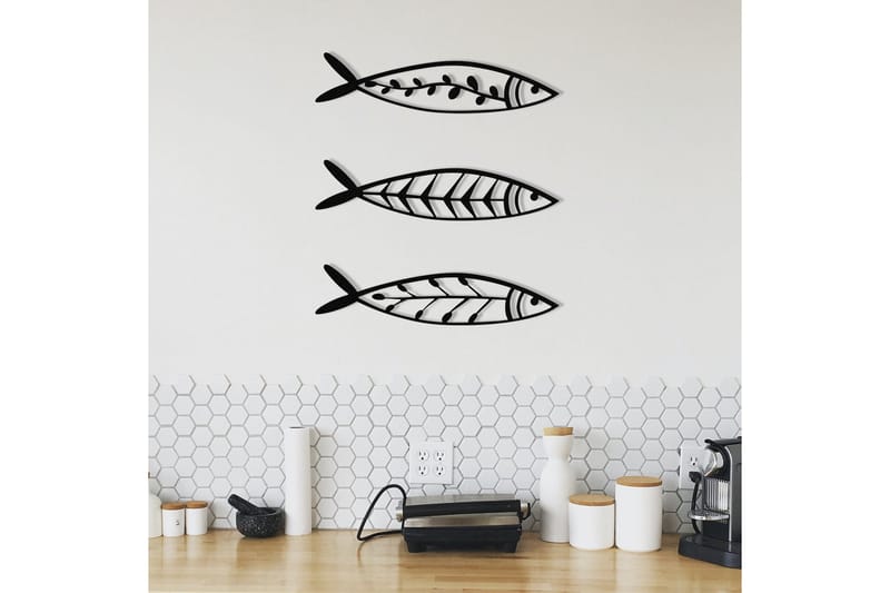 FISH Väggdekor Svart - Inredning & dekor - Väggdekor - Skyltar - Plåtskylt