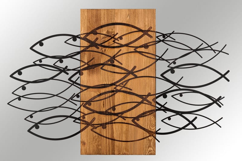 Fish Väggdekor - Svart/Valnöt - Inredning & dekor - Väggdekor - Skyltar - Plåtskylt