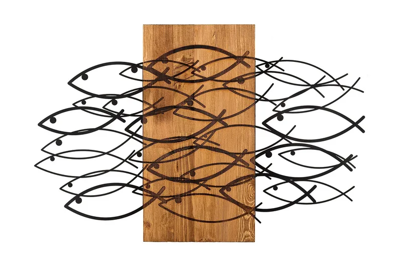 Fish Väggdekor, Svart/Valnöt