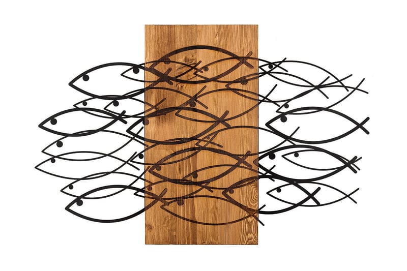 Fish Väggdekor, Svart/Valnöt