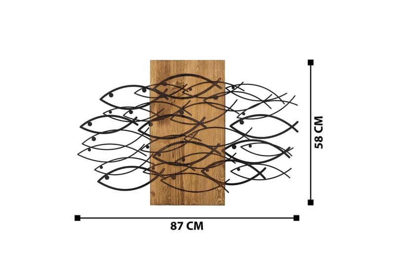 Fish Väggdekor - Svart/Valnöt - Inredning & dekor - Väggdekor - Skyltar - Plåtskylt