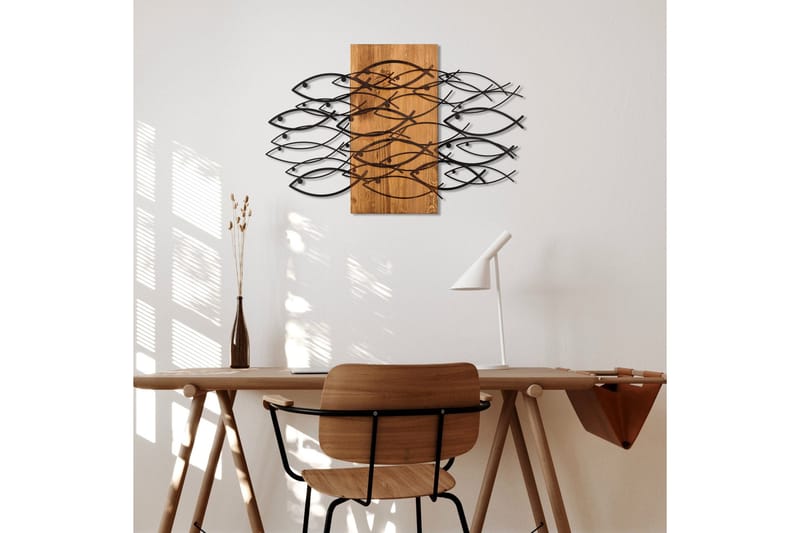 Fish Väggdekor - Svart/Valnöt - Inredning & dekor - Väggdekor - Skyltar - Plåtskylt