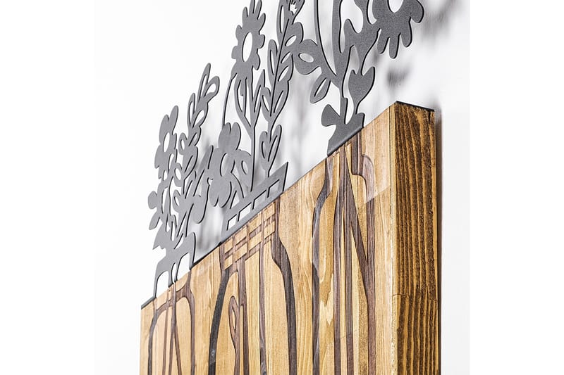 Flower 5 Väggdekor - Svart/Valnöt - Inredning & dekor - Väggdekor - Skyltar - Plåtskylt