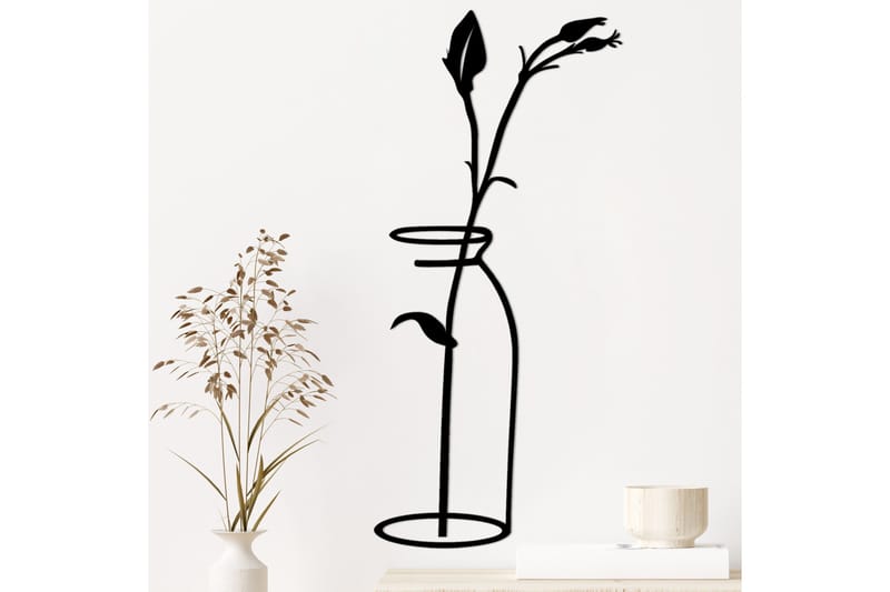 Flower In The Vase Väggdekor - Svart - Inredning & dekor - Väggdekor - Skyltar - Plåtskylt
