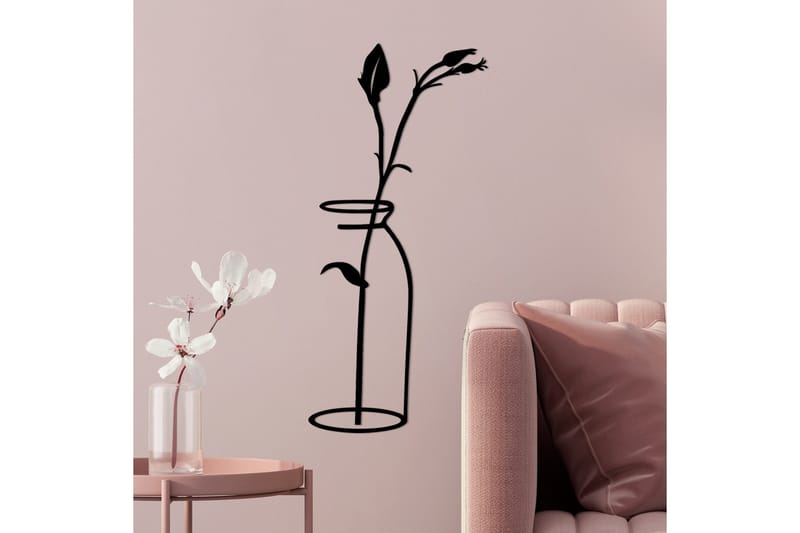 Flower In The Vase Väggdekor - Svart - Inredning & dekor - Väggdekor - Skyltar - Plåtskylt