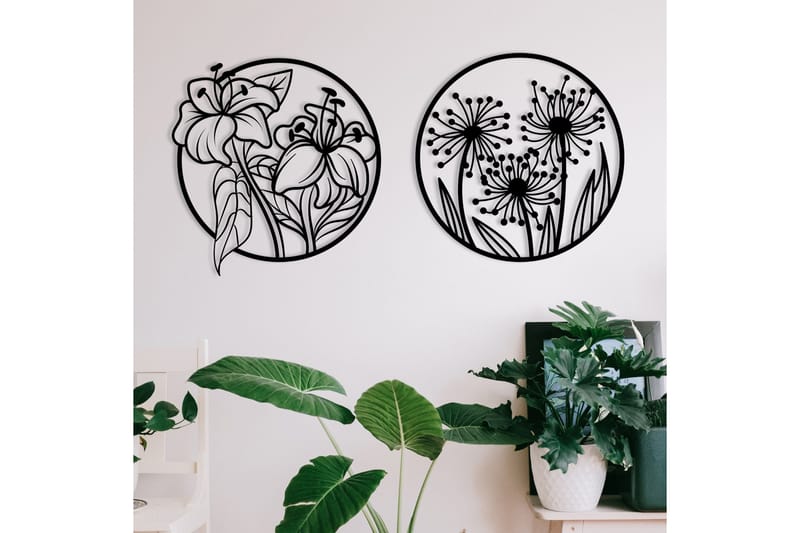 Flowers Väggdekor - Svart - Inredning & dekor - Väggdekor - Skyltar - Plåtskylt
