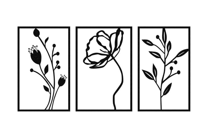 Flowers Väggdekor, Svart