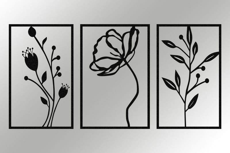 Flowers Väggdekor - Svart - Inredning & dekor - Väggdekor - Skyltar - Plåtskylt
