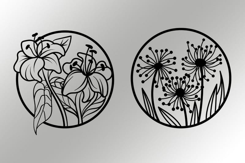 Flowers Väggdekor - Svart - Inredning & dekor - Väggdekor - Skyltar - Plåtskylt