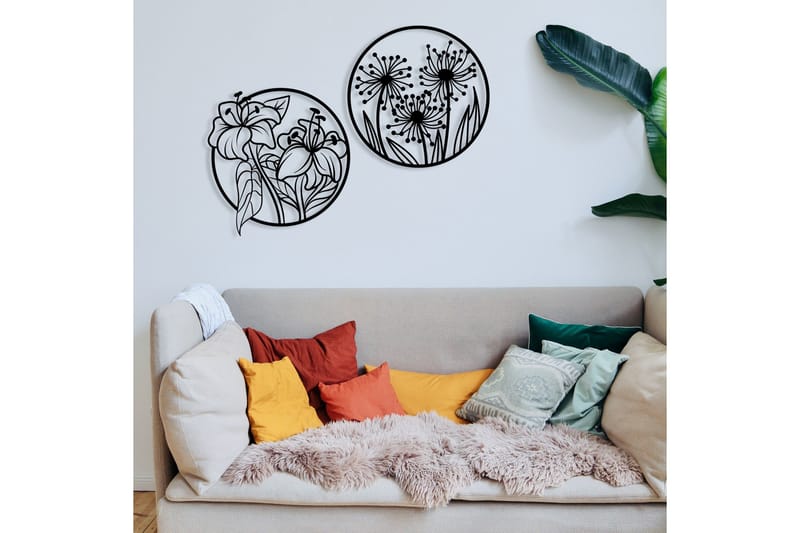 Flowers Väggdekor - Svart - Inredning & dekor - Väggdekor - Skyltar - Plåtskylt