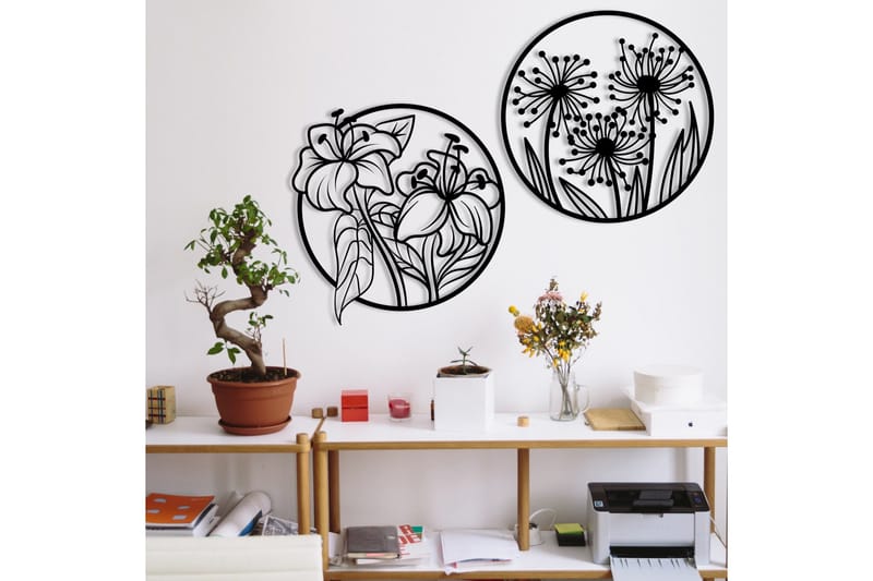 Flowers Väggdekor - Svart - Inredning & dekor - Väggdekor - Skyltar - Plåtskylt
