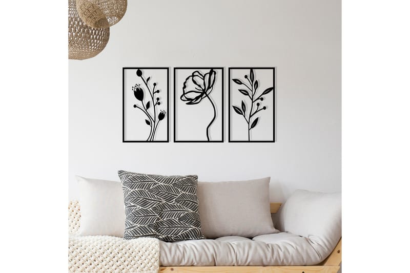 Flowers Väggdekor - Svart - Inredning & dekor - Väggdekor - Skyltar - Plåtskylt