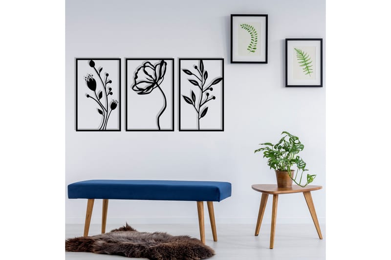 Flowers Väggdekor - Svart - Inredning & dekor - Väggdekor - Skyltar - Plåtskylt