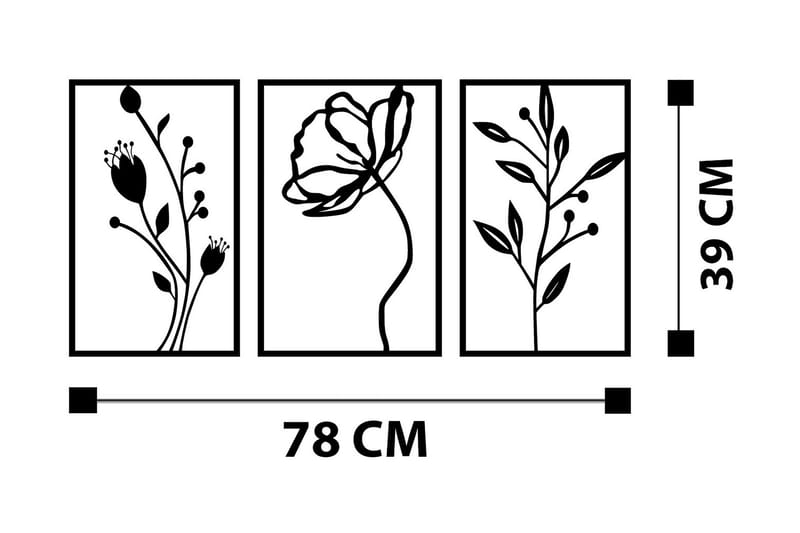 Flowers Väggdekor - Svart - Inredning & dekor - Väggdekor - Skyltar - Plåtskylt