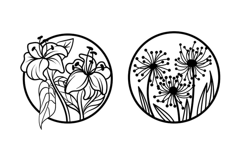 Flowers Väggdekor, Svart