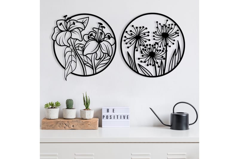 Flowers Väggdekor - Svart - Inredning & dekor - Väggdekor - Skyltar - Plåtskylt