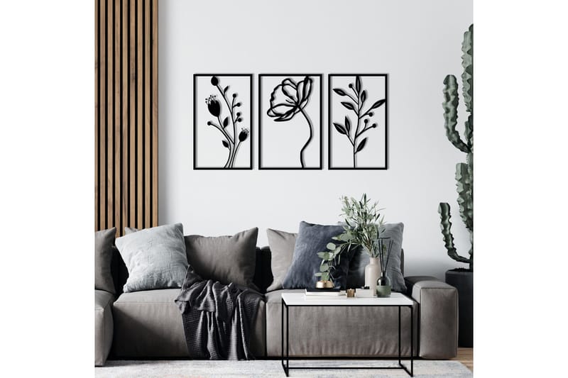 Flowers Väggdekor - Svart - Inredning & dekor - Väggdekor - Skyltar - Plåtskylt