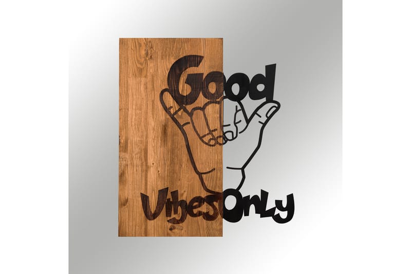 GOOD VIBES Väggdekor Svart/Valnöt - Inredning & dekor - Väggdekor - Skyltar - Plåtskylt