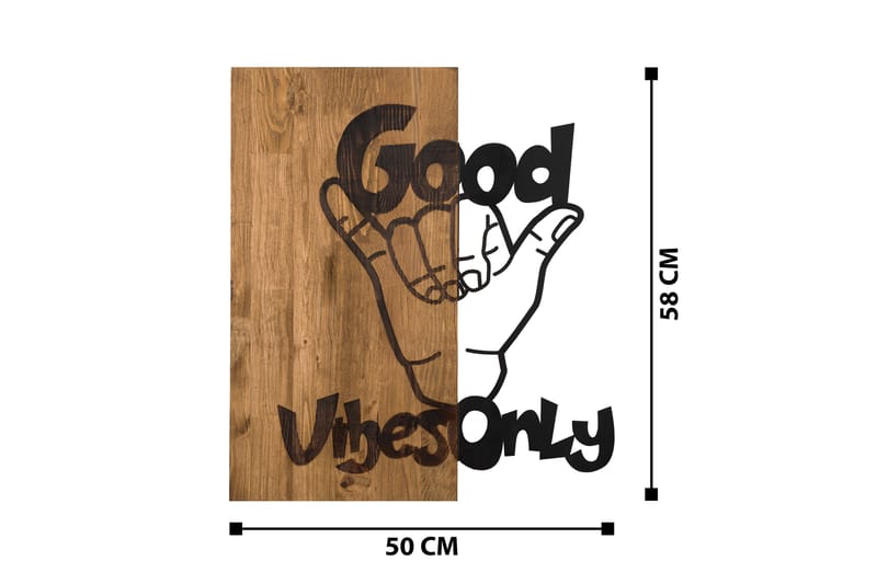 GOOD VIBES Väggdekor Svart/Valnöt - Inredning & dekor - Väggdekor - Skyltar - Plåtskylt