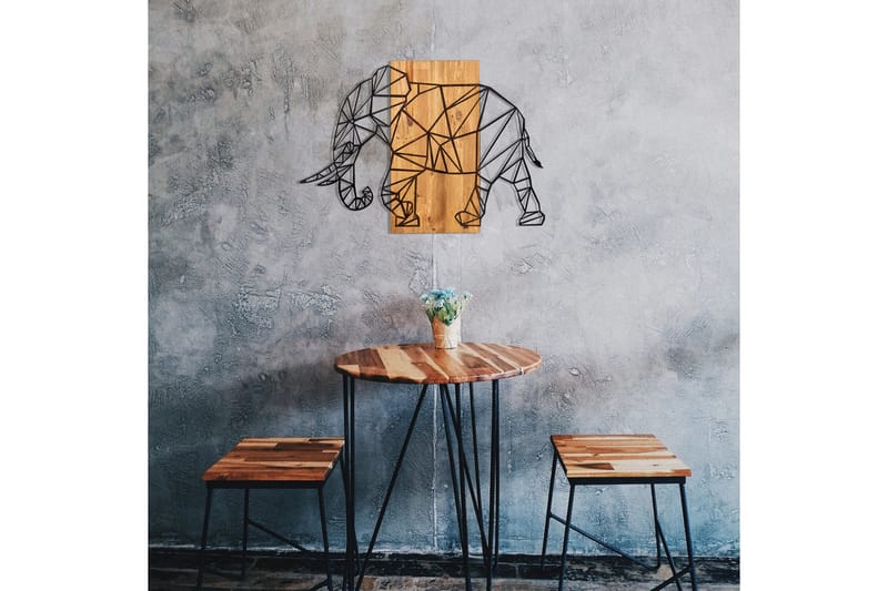 Great Elephant Väggdekor - Svart/Valnöt - Inredning & dekor - Väggdekor - Skyltar - Plåtskylt