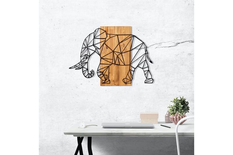 Great Elephant Väggdekor - Svart/Valnöt - Inredning & dekor - Väggdekor - Skyltar - Plåtskylt