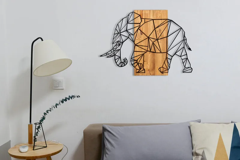 Great Elephant Väggdekor - Svart/Valnöt - Inredning & dekor - Väggdekor - Skyltar - Plåtskylt