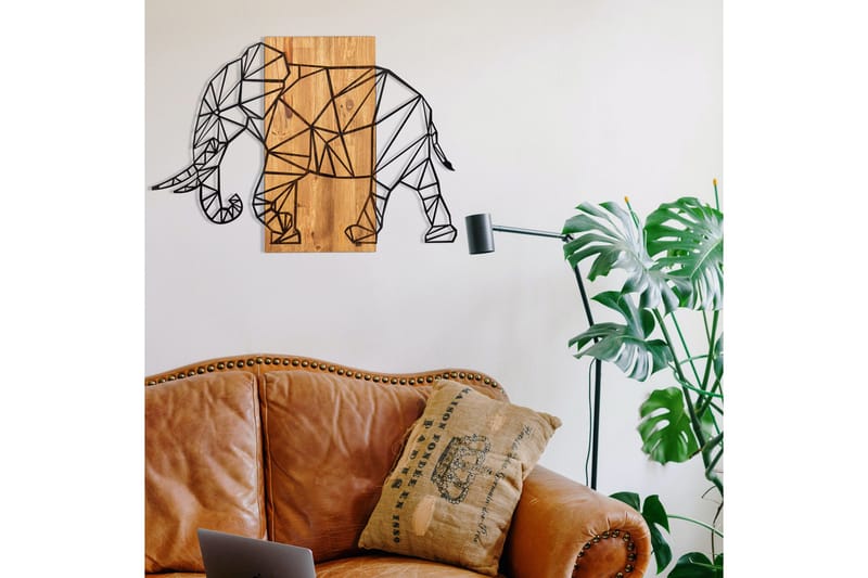 Great Elephant Väggdekor - Svart/Valnöt - Inredning & dekor - Väggdekor - Skyltar - Plåtskylt