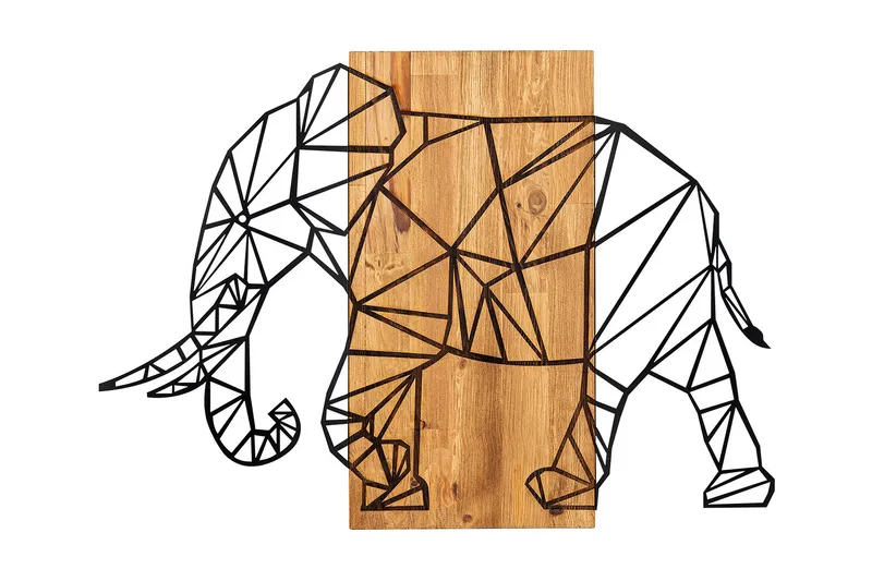 Great Elephant Väggdekor, Svart/Valnöt
