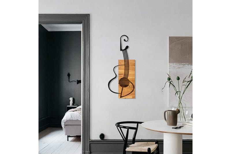 Guitar Väggdekor - Svart/Valnöt - Inredning & dekor - Väggdekor - Skyltar - Plåtskylt