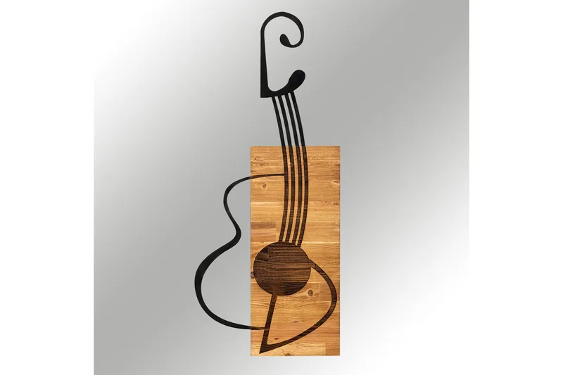 Guitar Väggdekor - Svart/Valnöt - Inredning & dekor - Väggdekor - Skyltar - Plåtskylt