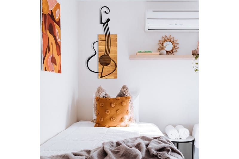 Guitar Väggdekor - Svart/Valnöt - Inredning & dekor - Väggdekor - Skyltar - Plåtskylt