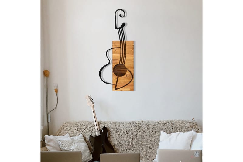 Guitar Väggdekor - Svart/Valnöt - Inredning & dekor - Väggdekor - Skyltar - Plåtskylt