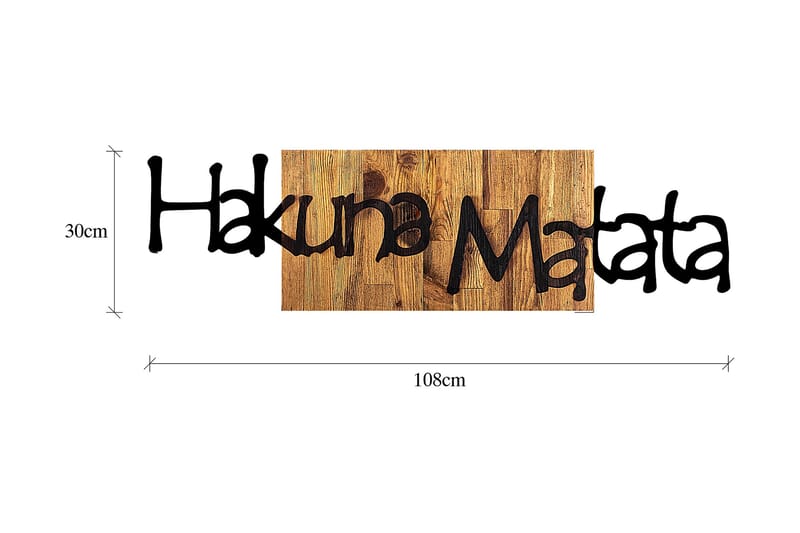Hakuna Matata 4 Väggdekor - Svart/Ljus Valnöt - Inredning & dekor - Väggdekor - Skyltar - Plåtskylt