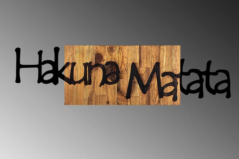 Hakuna Matata 4 Väggdekor - Svart/Ljus Valnöt - Inredning & dekor - Väggdekor - Skyltar - Plåtskylt