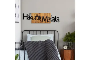 Hakuna Matata 4 Väggdekor - Svart/Ljus Valnöt - Inredning & dekor - Väggdekor - Skyltar - Plåtskylt