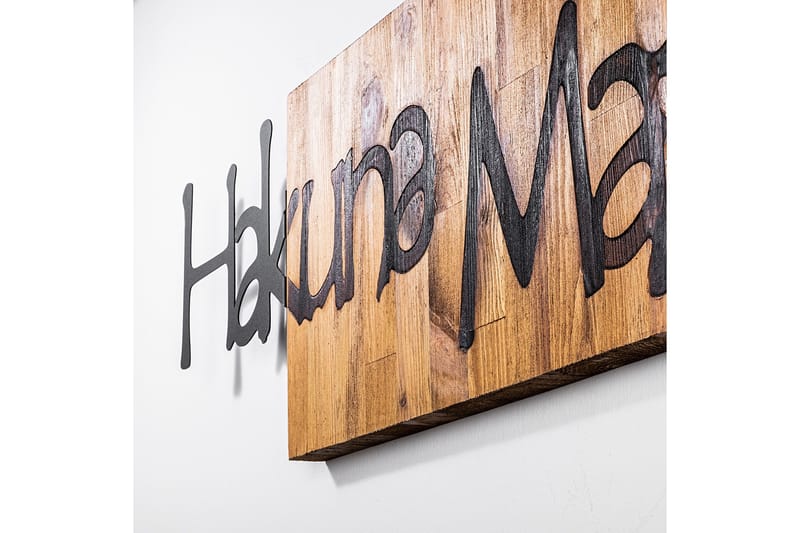 Hakuna Matata 4 Väggdekor - Svart/Ljus Valnöt - Inredning & dekor - Väggdekor - Skyltar - Plåtskylt