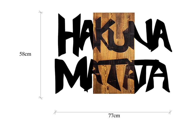 Hakuna Matata 5 Väggdekor - Svart/Ljus Valnöt - Inredning & dekor - Väggdekor - Skyltar - Plåtskylt