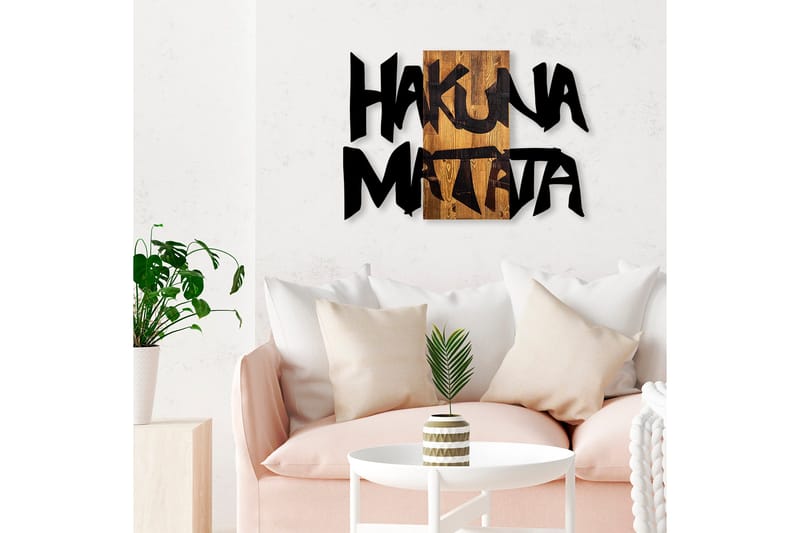 Hakuna Matata 5 Väggdekor - Svart/Ljus Valnöt - Inredning & dekor - Väggdekor - Skyltar - Plåtskylt