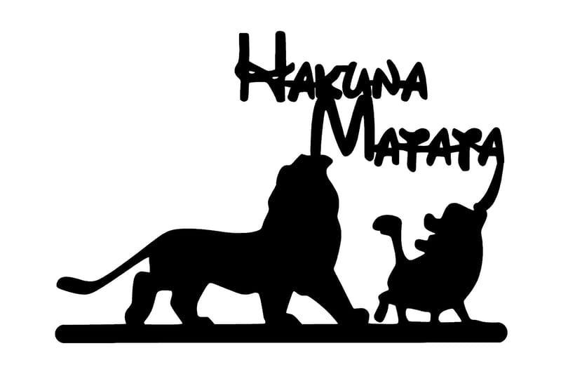 Hakuna Matata Lion And Piggy Väggdekor, Svart