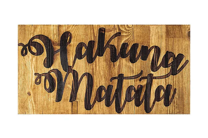 Hakuna Matata Motto Väggdekor, Svart/Valnöt