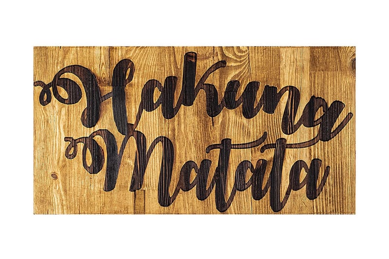 Hakuna Matata Motto Väggdekor, Svart/Valnöt