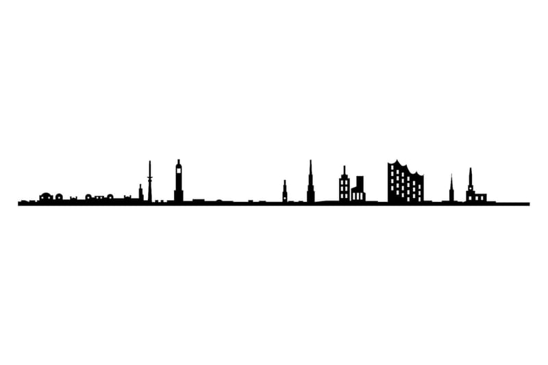 Hamburg Skyline Väggdekor - Svart - Inredning & dekor - Väggdekor - Skyltar - Plåtskylt