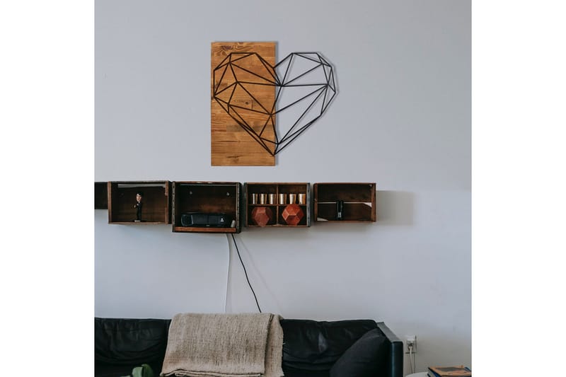 Heart Väggdekor - Svart/Valnöt - Inredning & dekor - Väggdekor - Skyltar - Plåtskylt