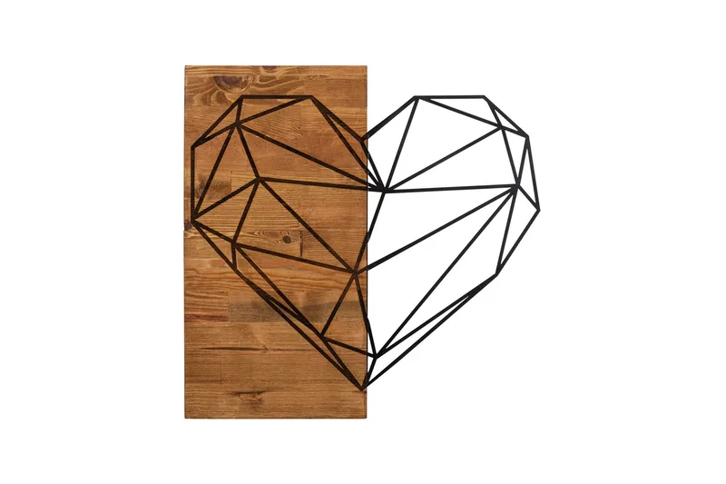 Heart Väggdekor, Svart/Valnöt