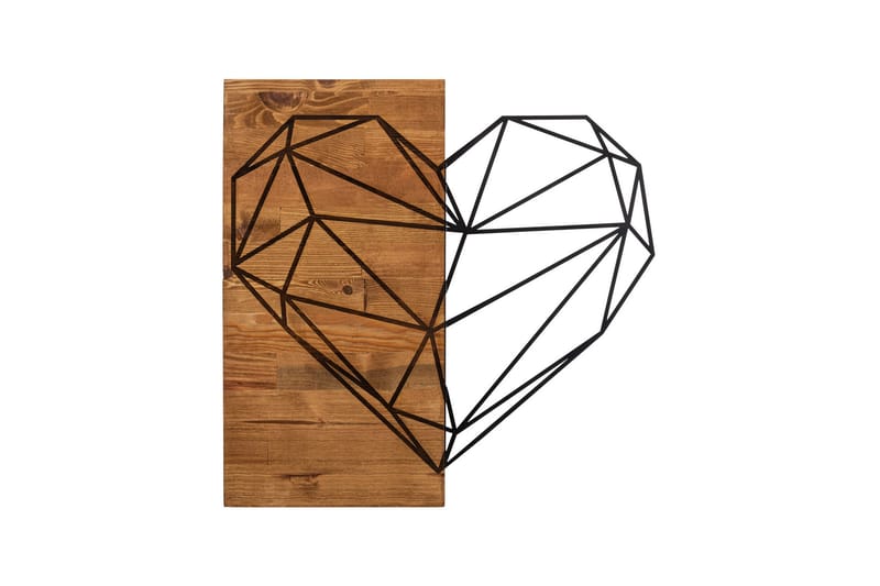 Heart Väggdekor, Svart/Valnöt