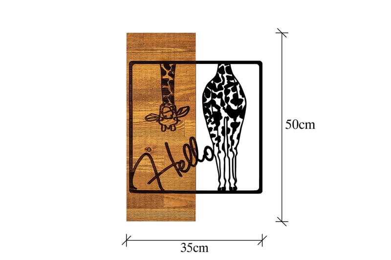 Hello Väggdekor - Svart/Ljus Valnöt - Inredning & dekor - Väggdekor - Skyltar - Plåtskylt