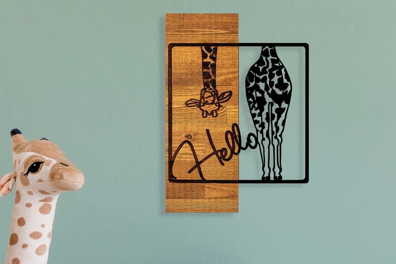 Hello Väggdekor, Svart/Ljus Valnöt