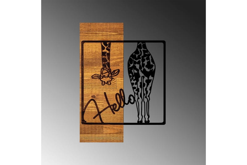 Hello Väggdekor - Svart/Ljus Valnöt - Inredning & dekor - Väggdekor - Skyltar - Plåtskylt
